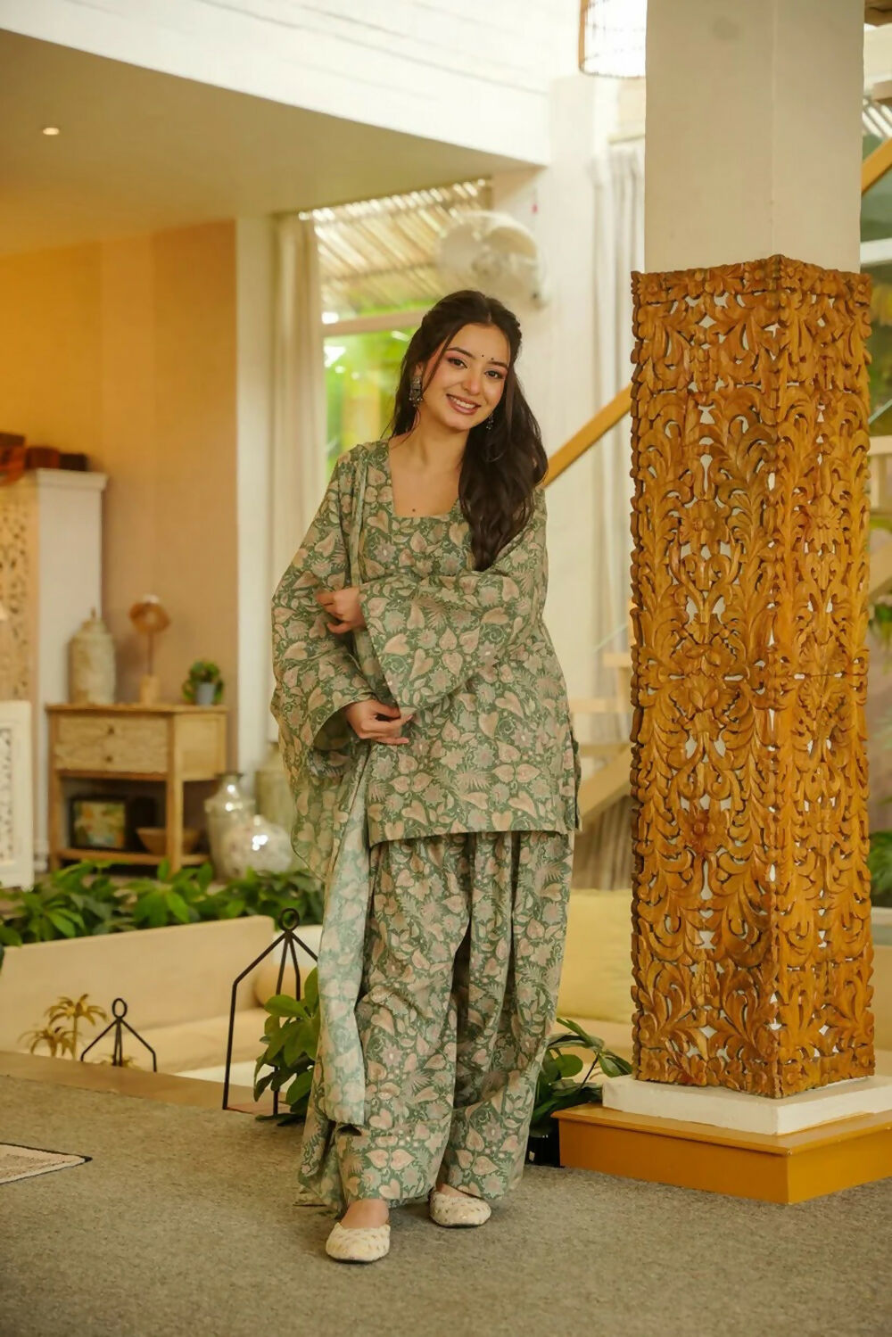 Aayaa Designer Printed Full Flared Suit