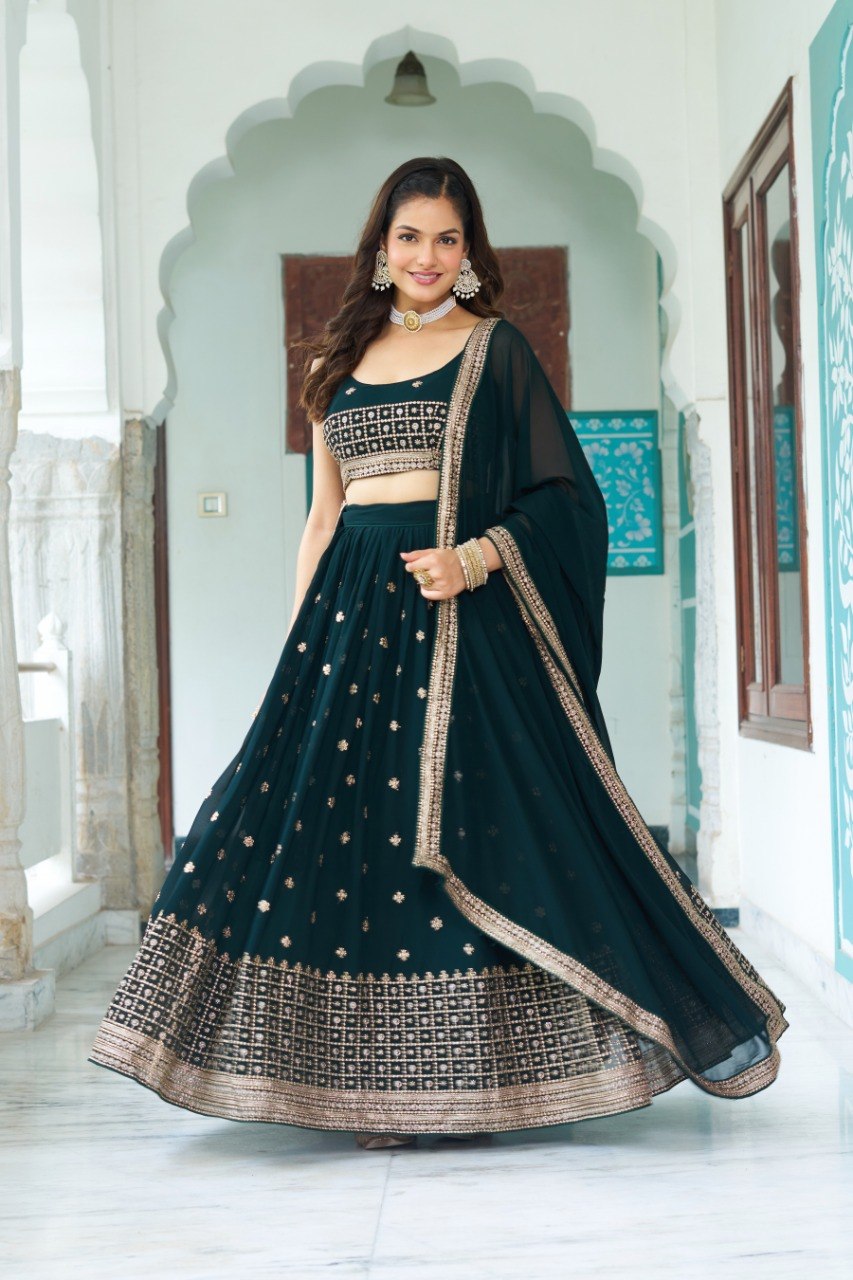 Lehenga Mart Gorgeous Lehenga Choli For Wedding-Green