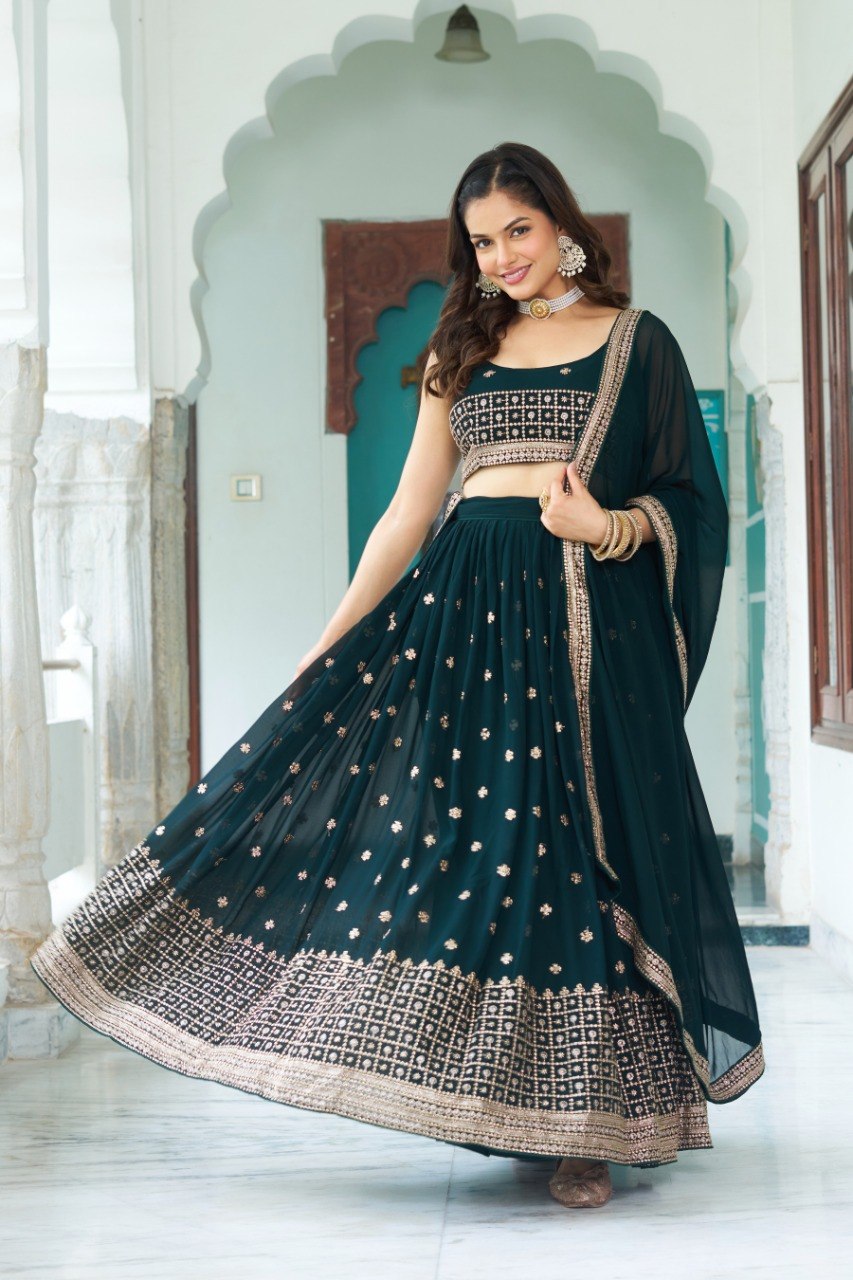 Lehenga Mart Gorgeous Lehenga Choli For Wedding-Green