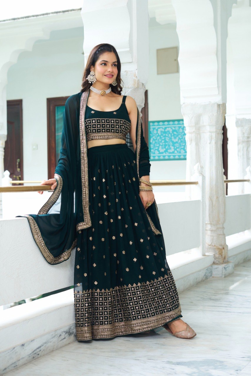 Lehenga Mart Gorgeous Lehenga Choli For Wedding-Green