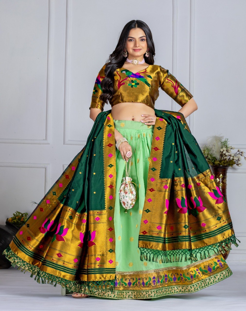 Lehenga Mart Gorgeous Lehenga Choli For Wedding-Green