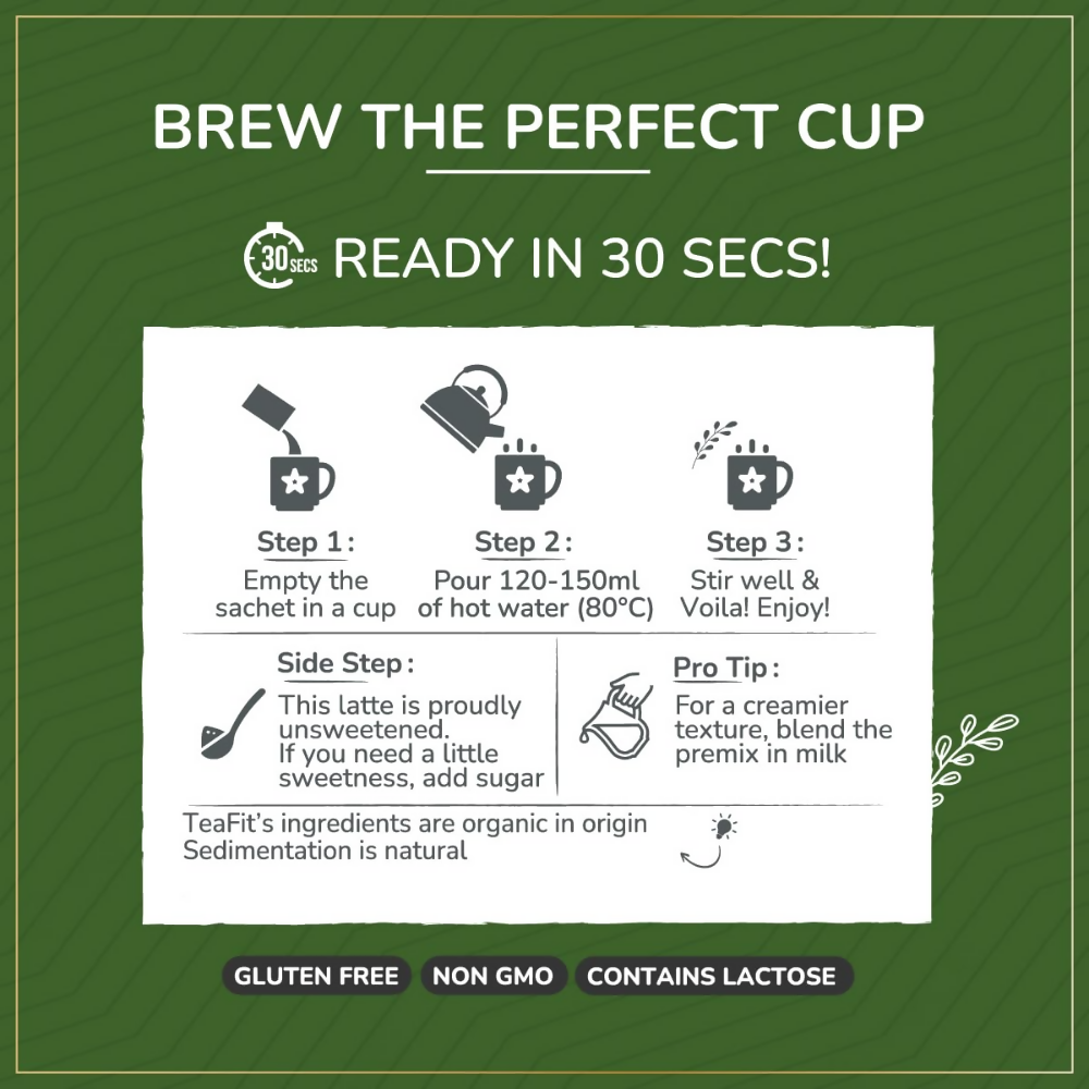 TeaFit Ceremonial No Sugar Instant Matcha Latte Premix