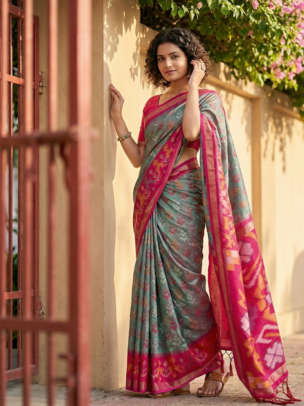 Shree Shyam Fashion Grey Pochampally Silk Saree
