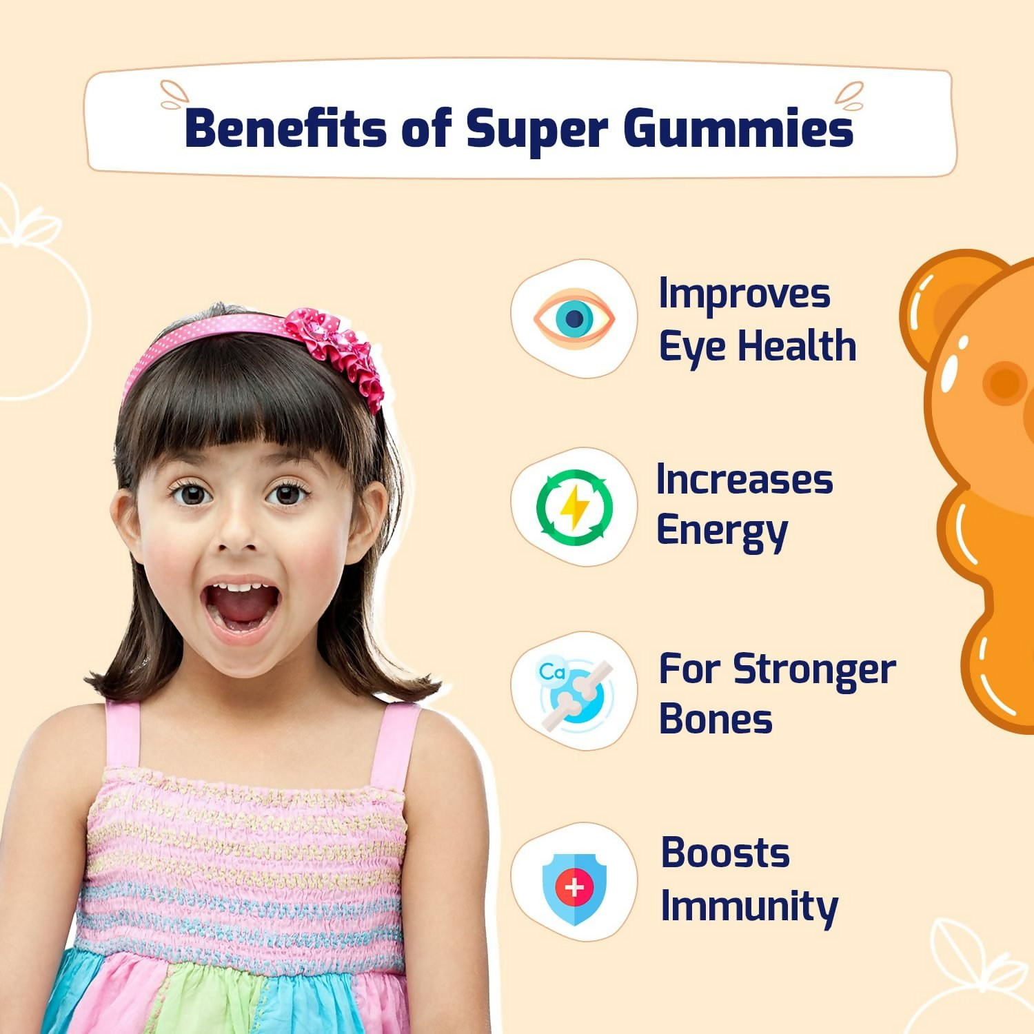 Gritzo Super Gummies, Multivitamin for Kids (Natural Orange Flavour)