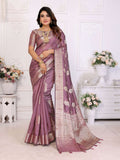 Aastha Fashion Purple Soft Organza Silk Weaving Saree