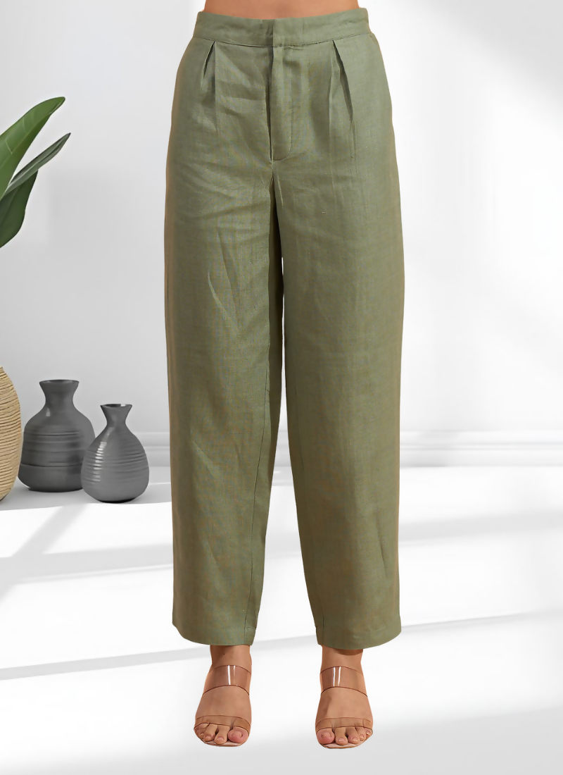 Joban Fashion Pista Green Linen Embroidered Readymade Cord Set