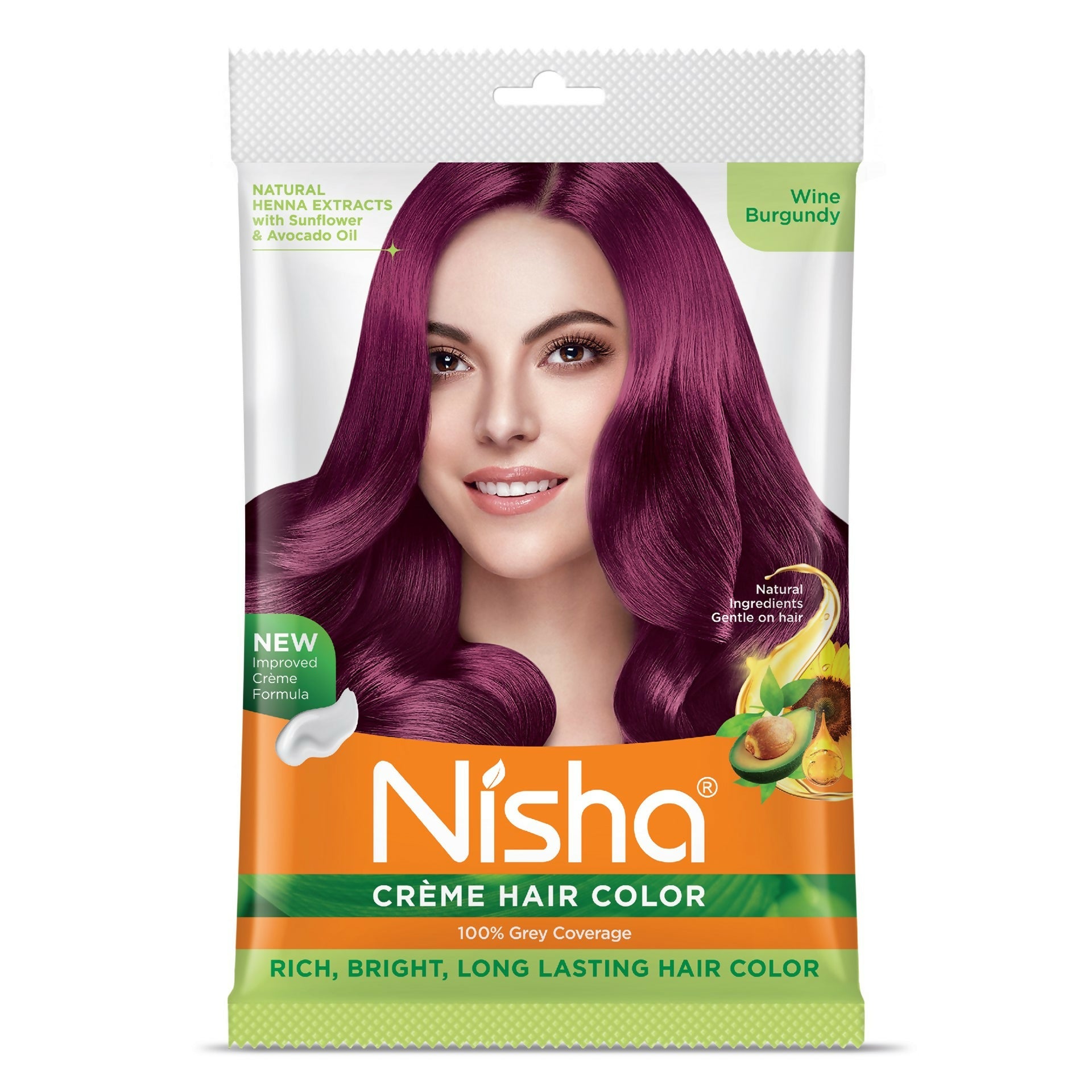 Nisha Creme Hair Color for Women - Wine Burgundy