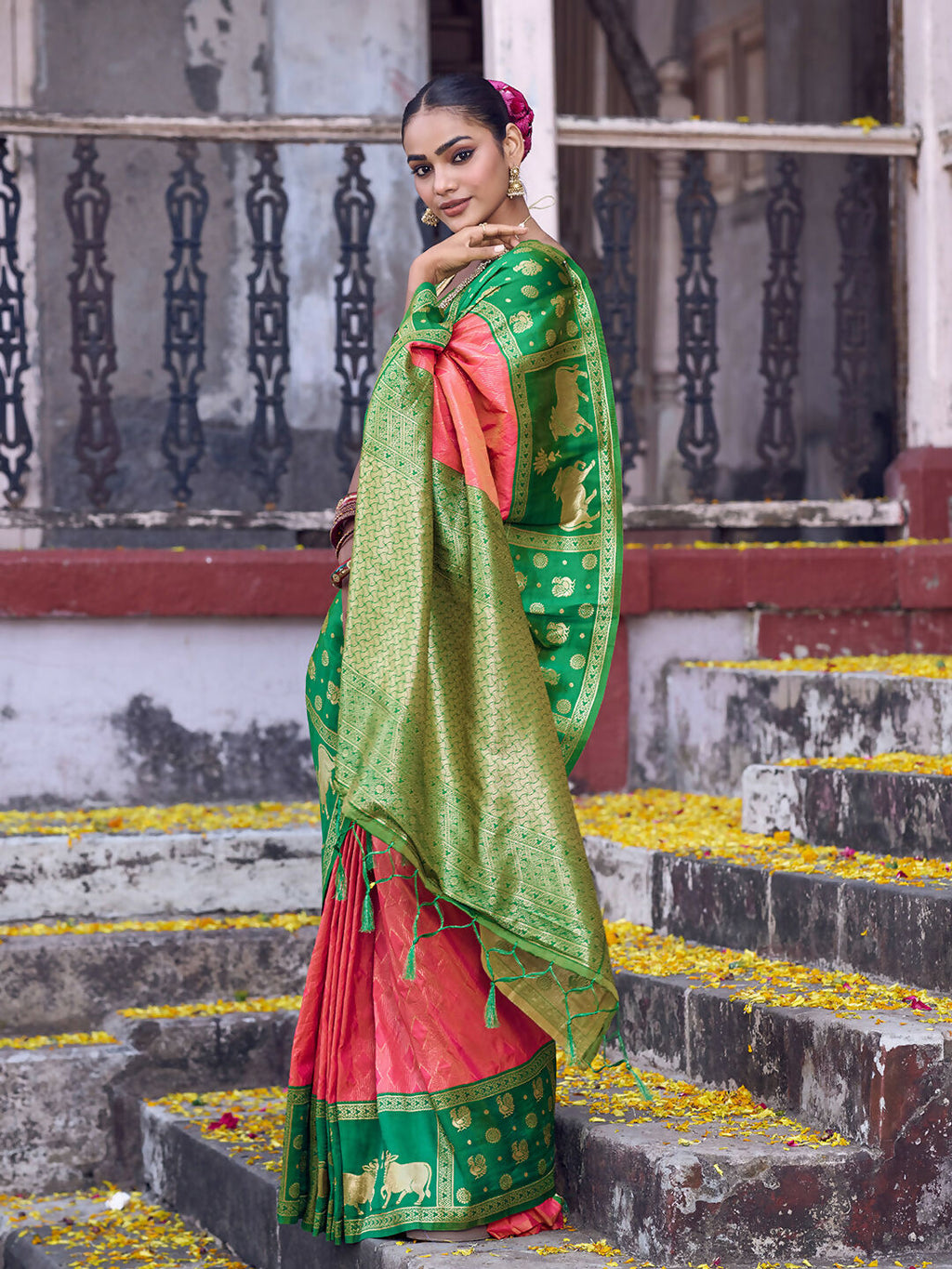 Shree Shyam Fashion Peach Soft Silk Saree