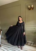 Teeya Creation Black Color Faux Georgette Heavy Embroidery Work Functional Wear Gown