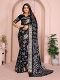 Anaita Black Pure Bandhej Silk Saree With Zari Weaving Work
