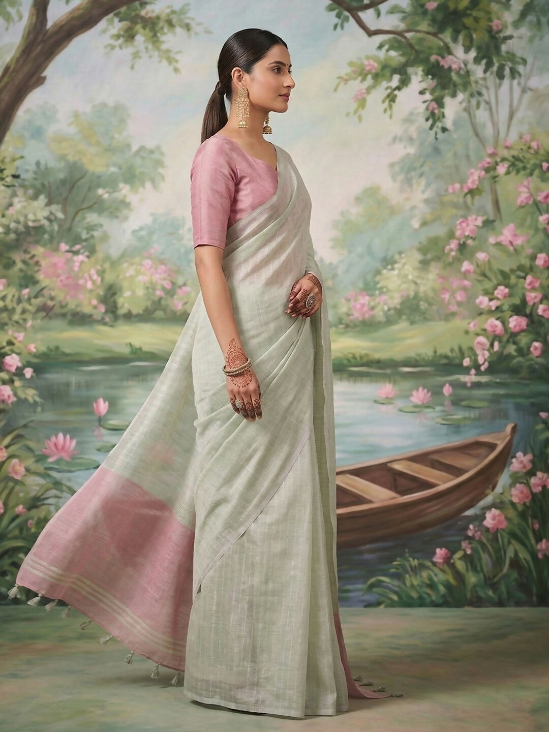 Shree Shyam Fashion Silver Tissue Silk Saree