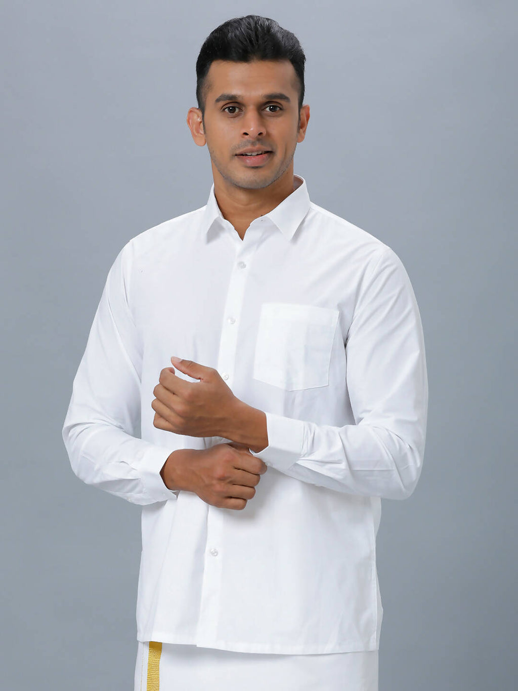Ramraj Cotton Mens Full Sleeve Formal 100 % Cotton White Shirt