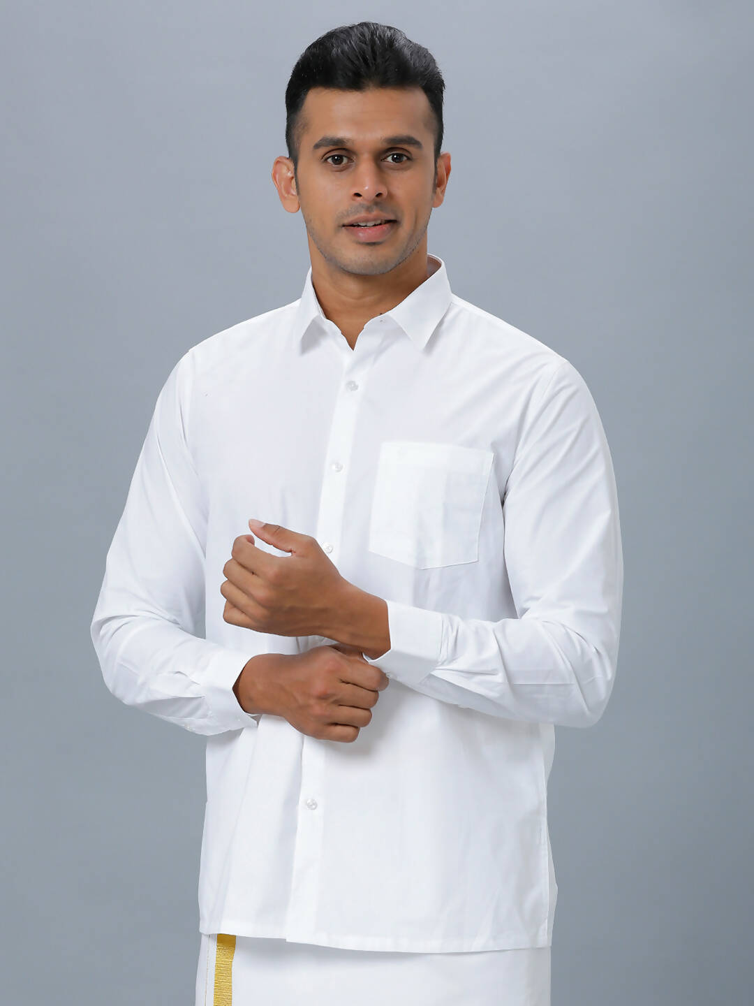 Ramraj Cotton Mens Full Sleeve Formal 100 % Cotton White Shirt