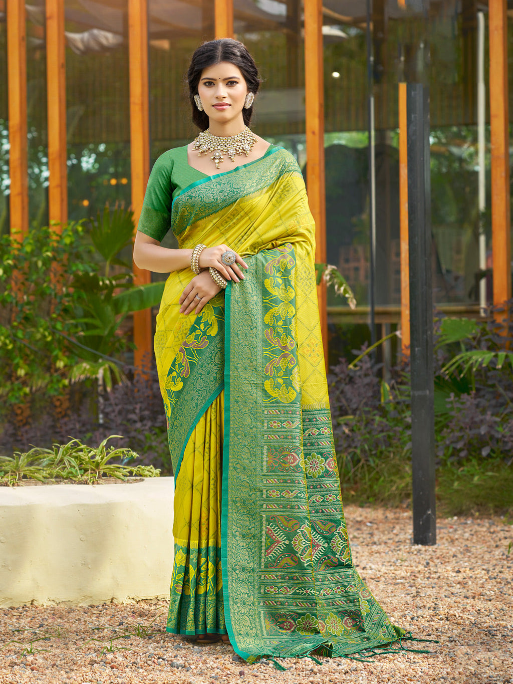 Anaita Mustard Soft Silk Saree With Floral Printed Work With Blouse