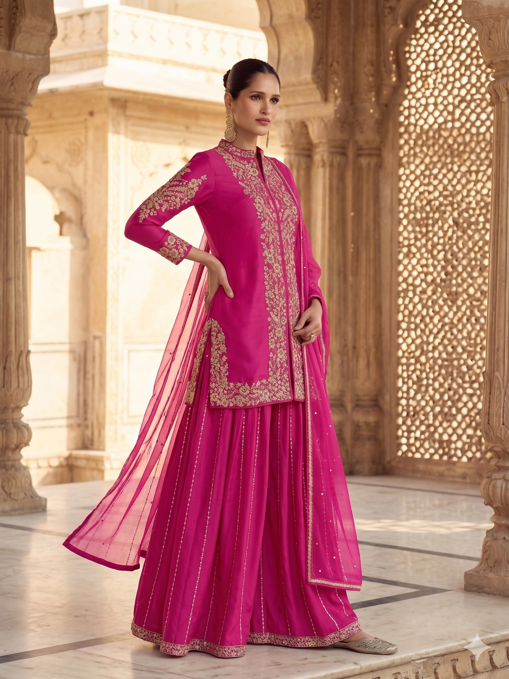 Teeya Creation Womens New Trendy Silk With Heavy Embroiedery With Sequence Work Pink Kurta Set