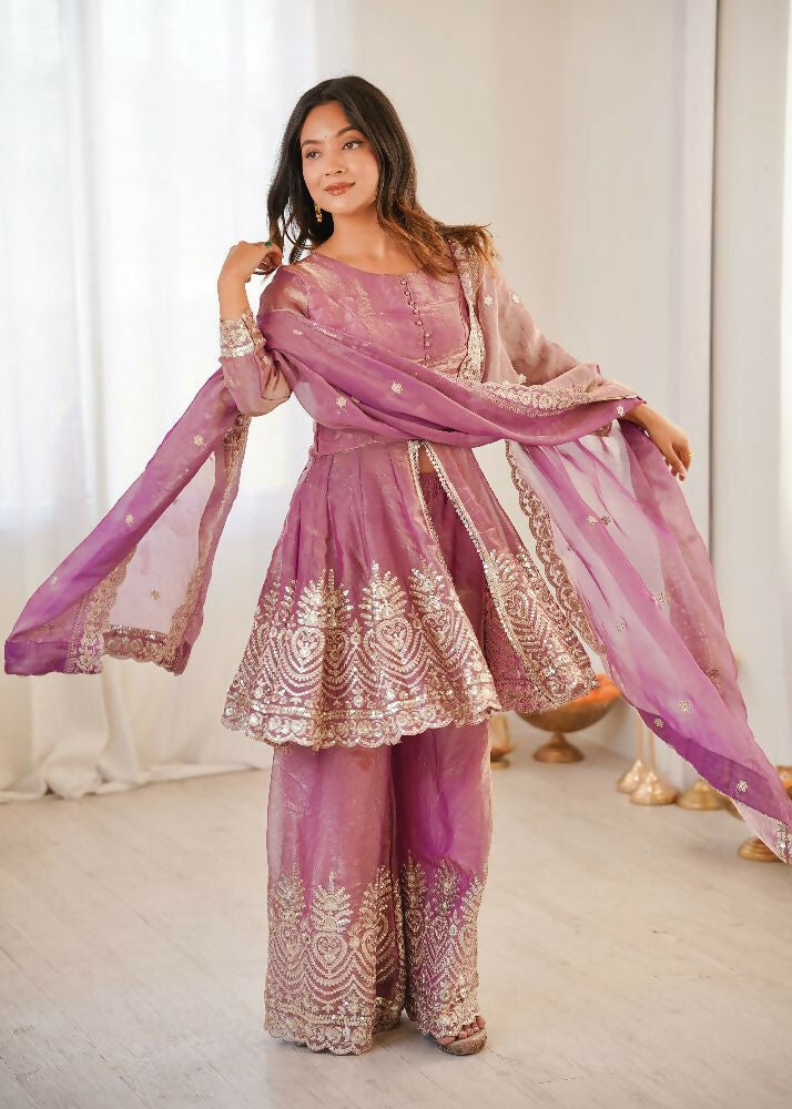 Teeya Creation Pink Color Fendy Satin Silk Embroidery Work Party Wear Salwar Suit