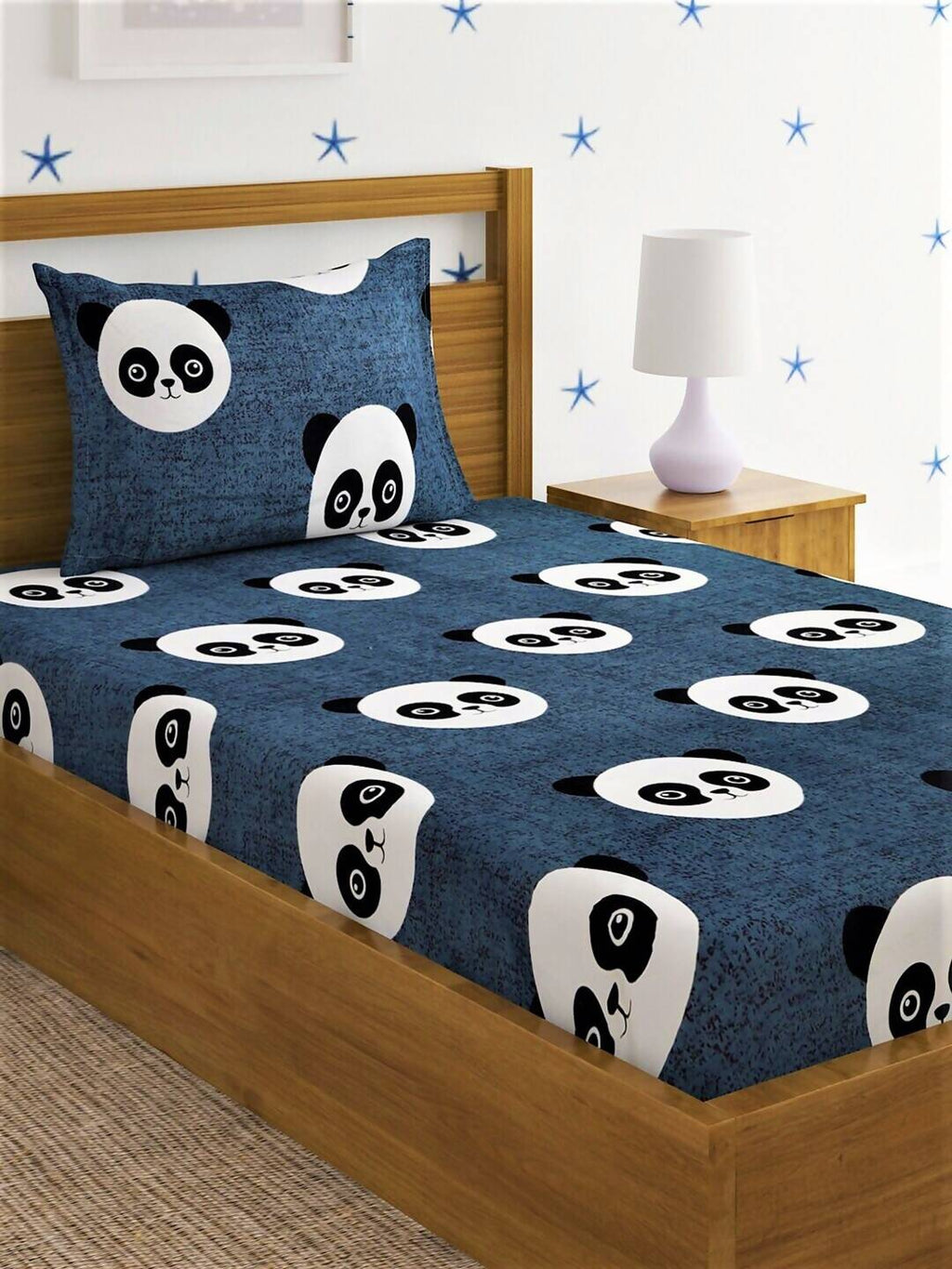 Home Sizzler Grey & White Graphic 144 TC Bedsheet with Pillow Covers