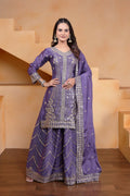 Joban Fashion Purple Silk Embroidered Sharara Set