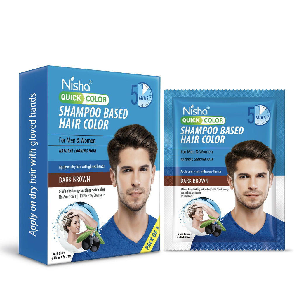Nisha Quick Color Shampoo Hair Color,Dark Brown