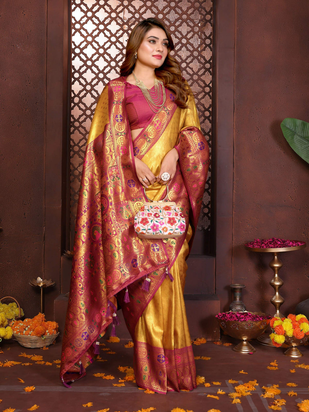 Aastha Fashion Gold Tissue Silk Weaving Saree