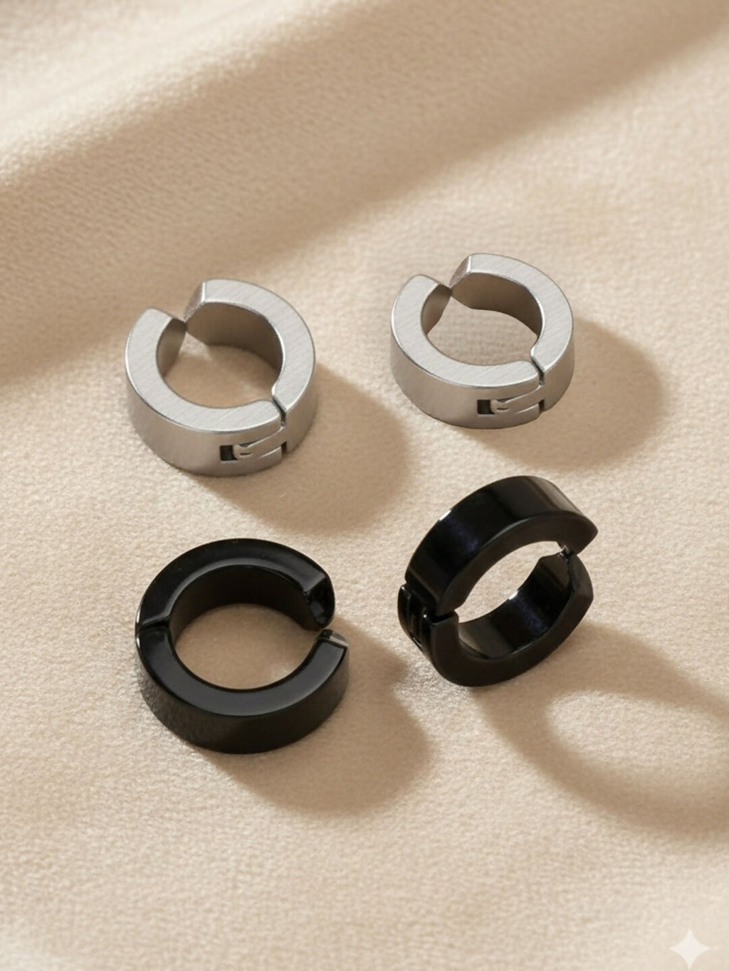 NVR Men's Set of 2 Multicolour Hoop Earrings
