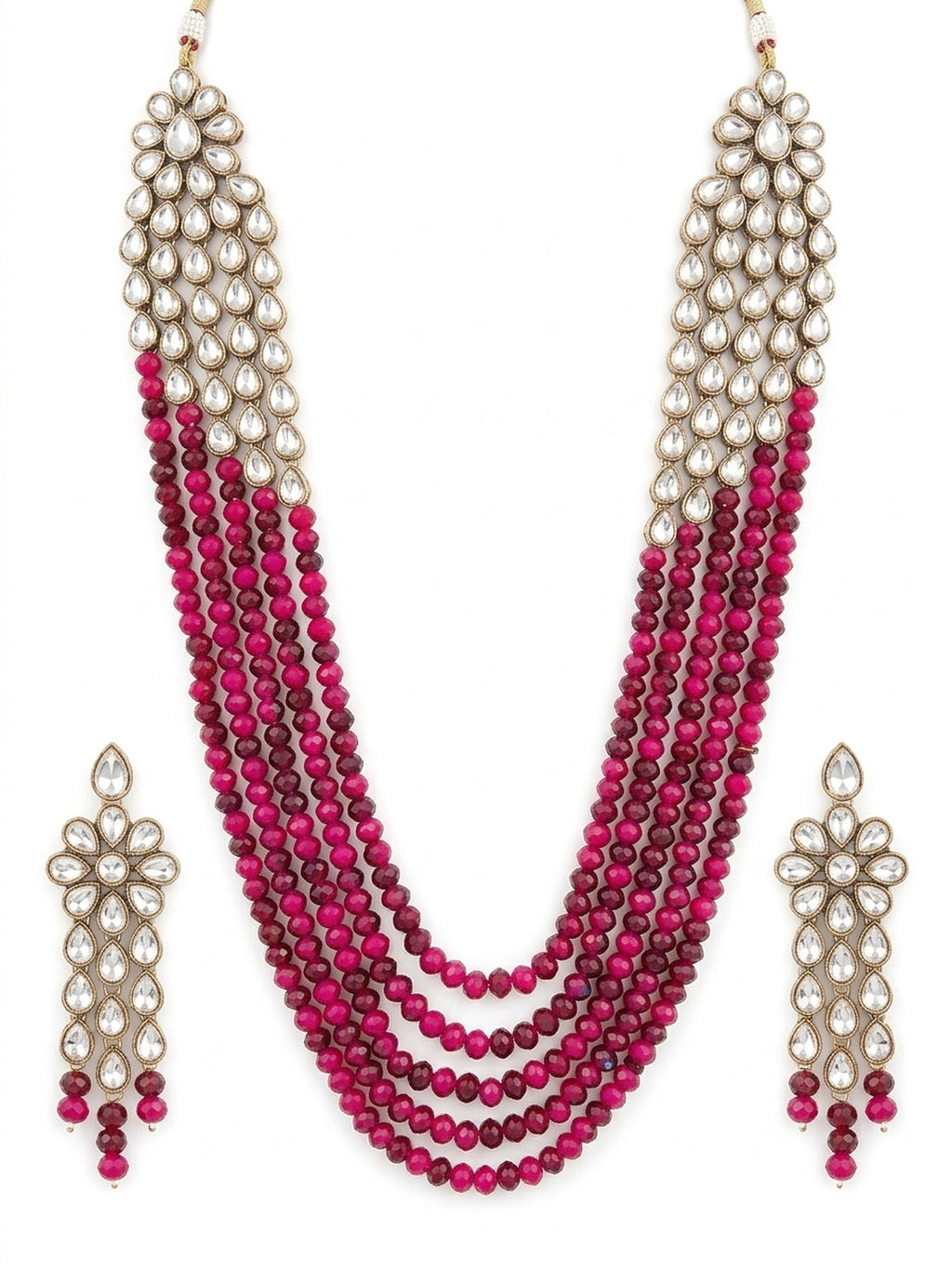 Jewel City Luxury Kundan Multi Crystal Statement Necklace Set | Traditional Indian Wedding Jewelry