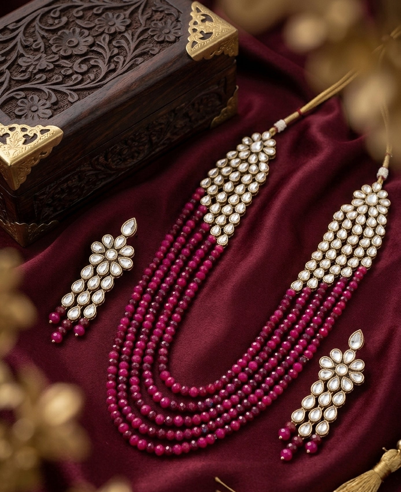 Jewel City Luxury Kundan Multi Crystal Statement Necklace Set | Traditional Indian Wedding Jewelry