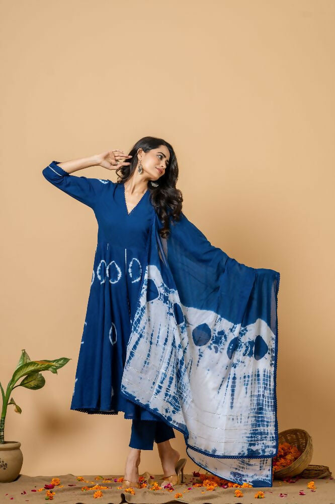 Joban Fashion Blue Tie & Dye Cotton Suit Set