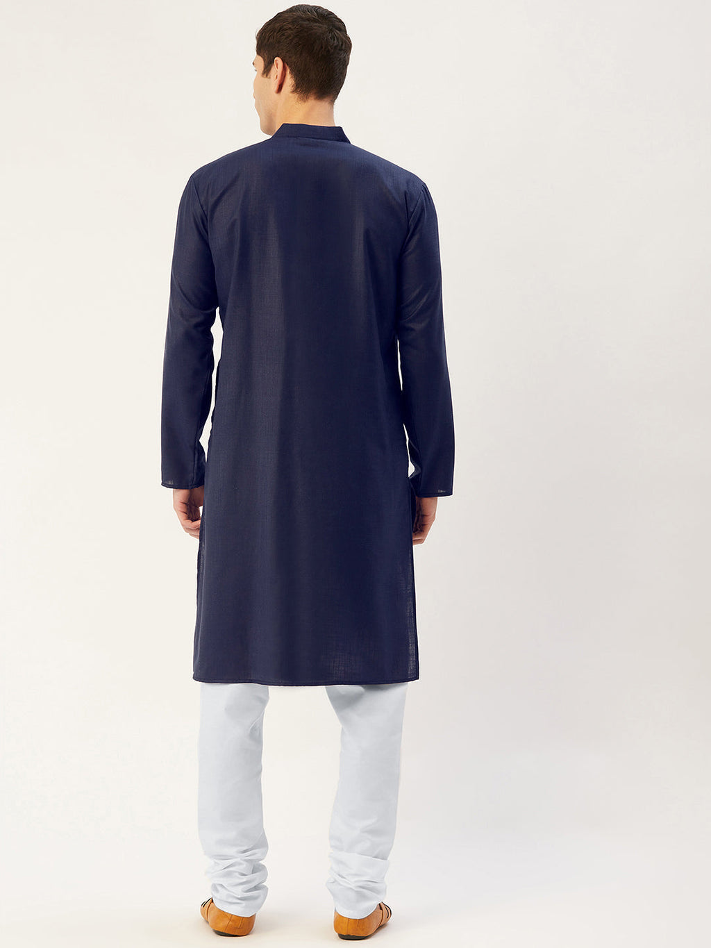 Jompers Men's Navy Cotton Solid Kurta Only