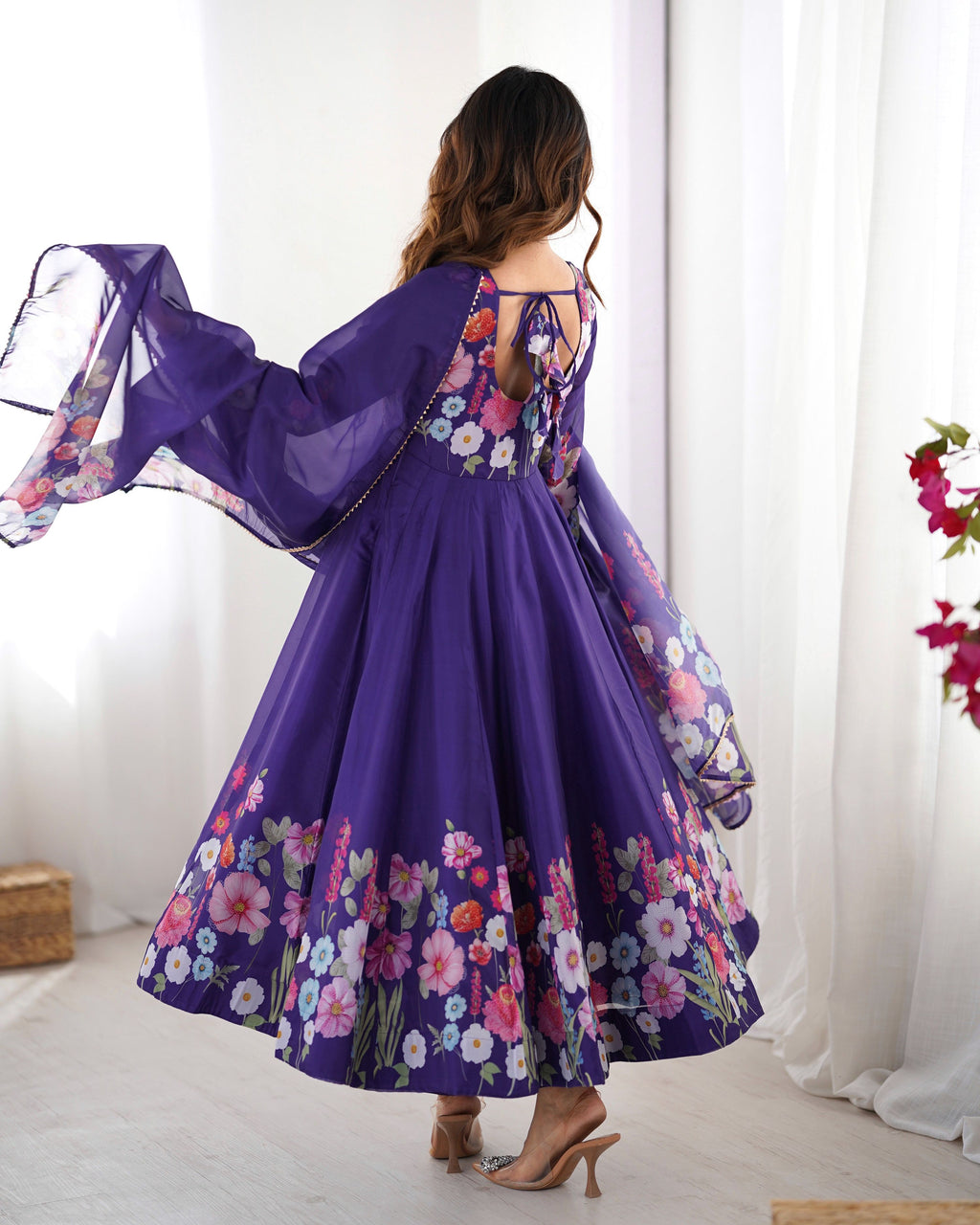 Lehenga Mart Designer Anarkali Suit With Kurta Pant Dupatta For Women-Purple