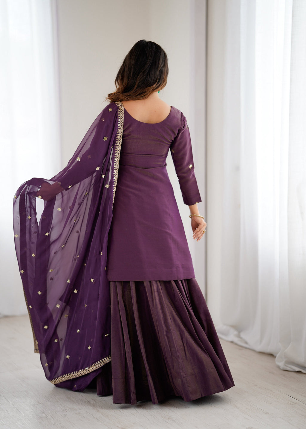 Lehenga Mart Designer Suit With Kurta Lehenga Dupatta For Women-Purple