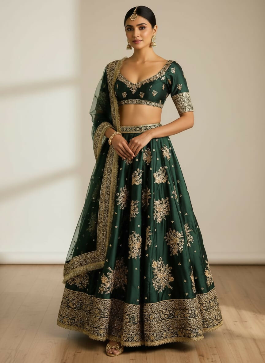 Lehenga Mart Designer Indian Wedding Lehenga Choli-Green