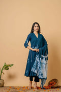 Joban Fashion Navy Blue Tie & Dye Cotton Suit Set