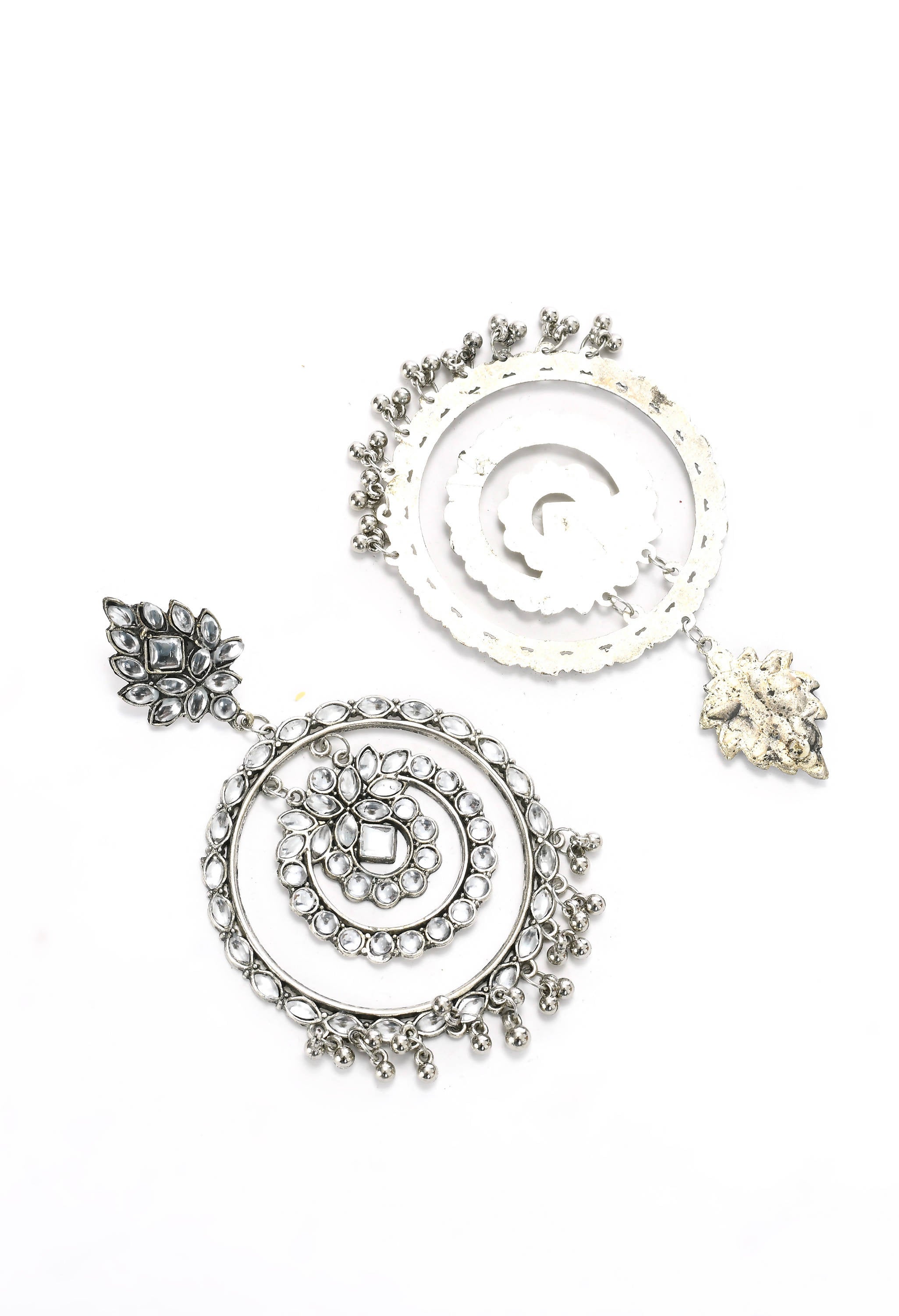 Mominos Fashion Johar Kamal Women's White Kundan Circles Earrings