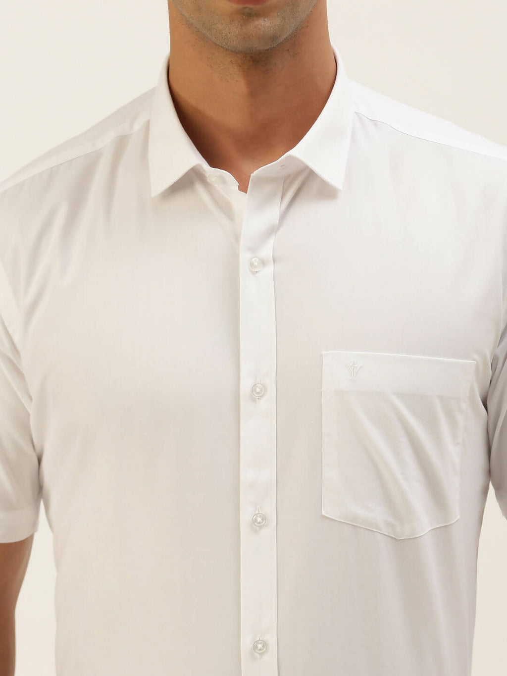 Ramraj Cotton Mens Half Sleeve Formal Poly Cotton White Shirt