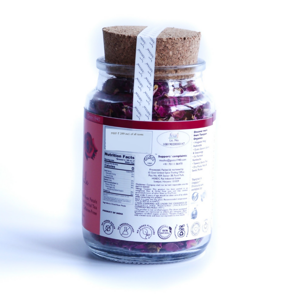 Tassyam Organics Rose Royale Herbal Tisane - Glass Bottle