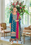 Anaita Teal Premium Embroidered Chinon Stitched Salwar Suit
