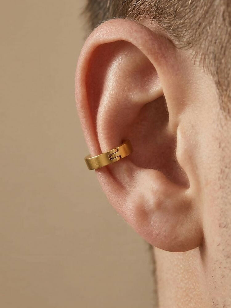 NVR Men's Gold Plated Hoop Earrings