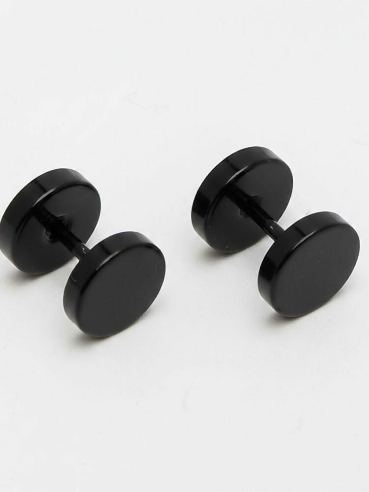 NVR Men's Black Rhodium Plated Studs Earrings