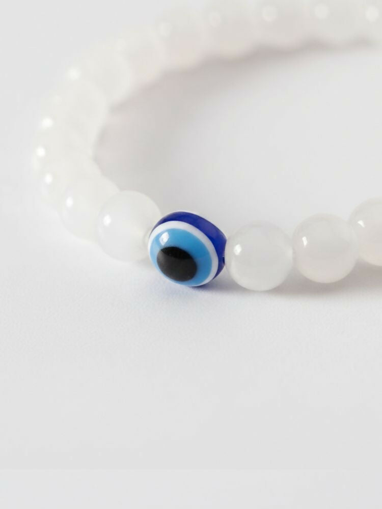 NVR White Crystal Evil Eye Bracelet for Men & Women