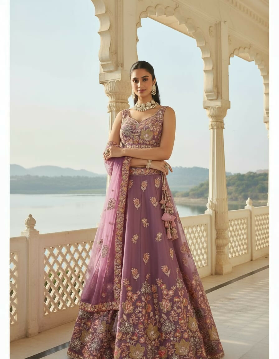 Lehenga Mart Designer Indian Wedding Lehenga Choli-Lavender