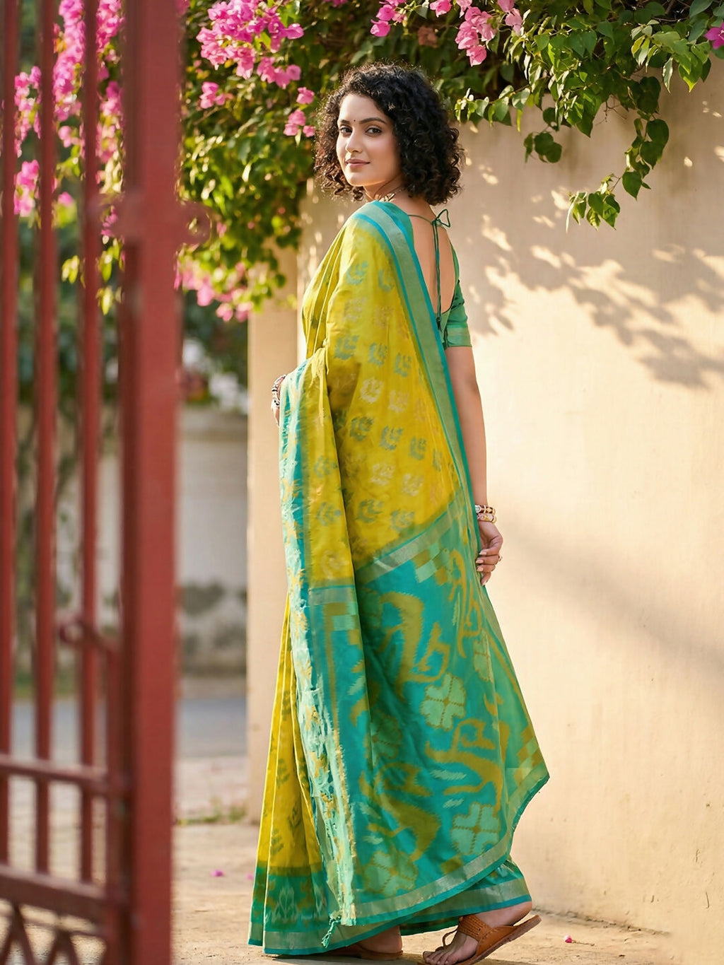 Shree Shyam Fashion Mustard Yellow Pochampally Silk Saree