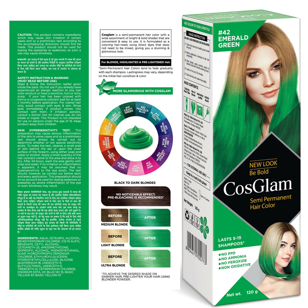 Cosglam Semi Permanent Hair Color for Women & Men (#42 Emerald Green)