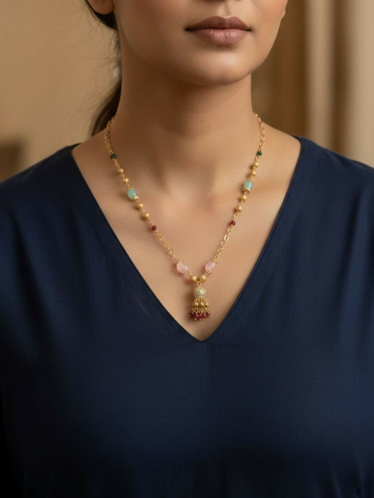 NVR Women Gold Plated Multicolour chain