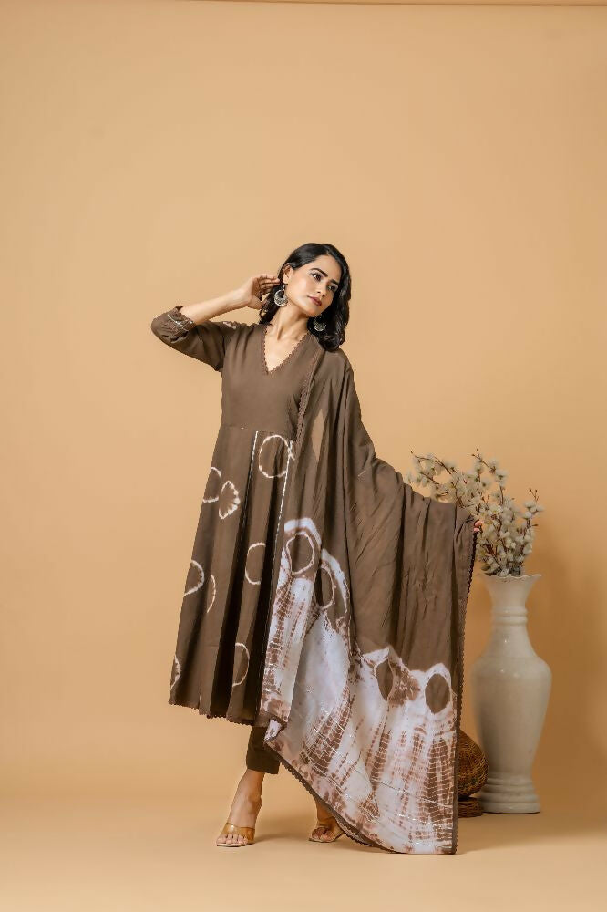 Joban Fashion Brown Tie & Dye Cotton Suit Set
