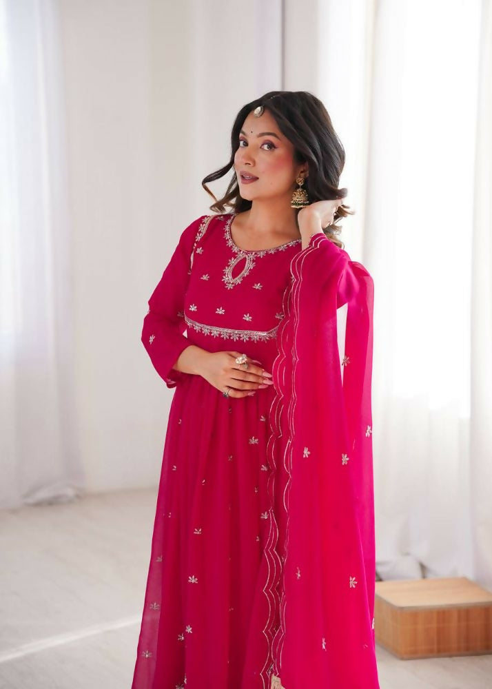 Teeya Creation Rani Faux Georgette Embroidery Work Wedding Wear Gown