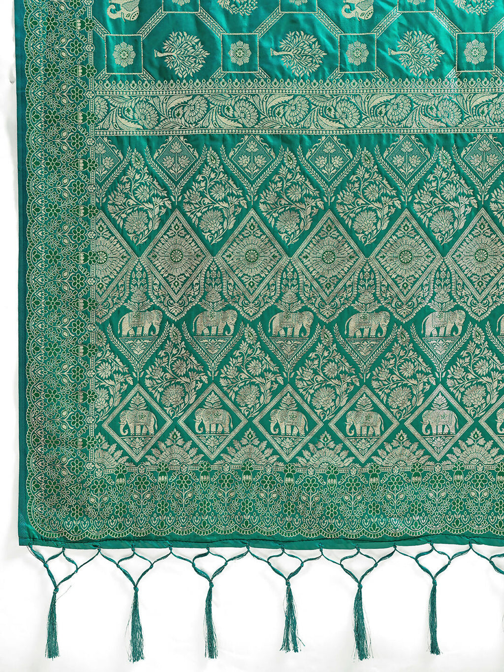 Shree Shyam Fashion Rama Green Silk Blend Saree