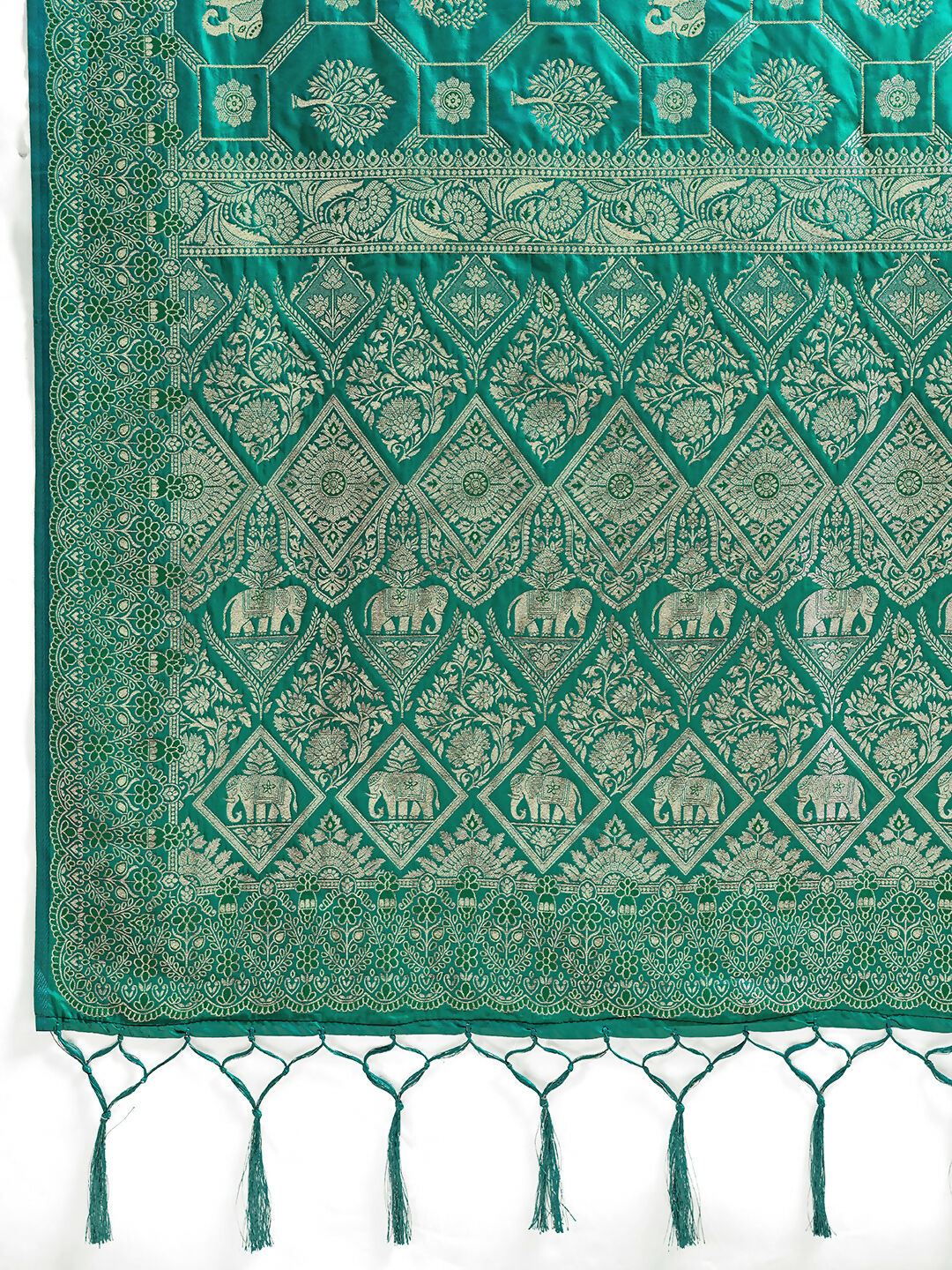 Shree Shyam Fashion Rama Green Silk Blend Saree