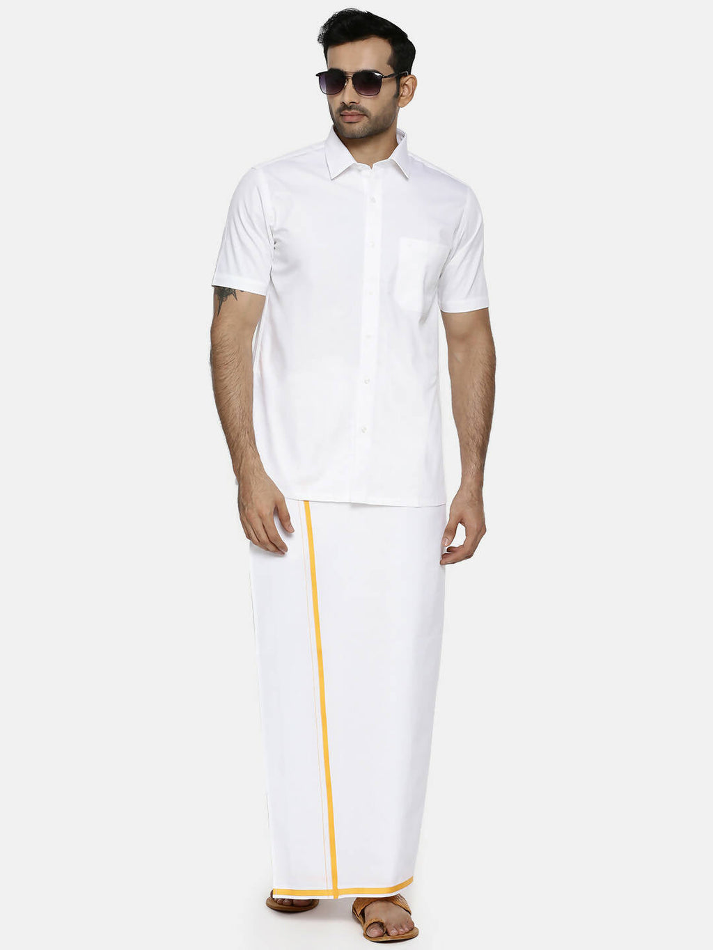 Ramraj Cotton Mens Half Sleeve Formal 100 % Cotton White Shirt