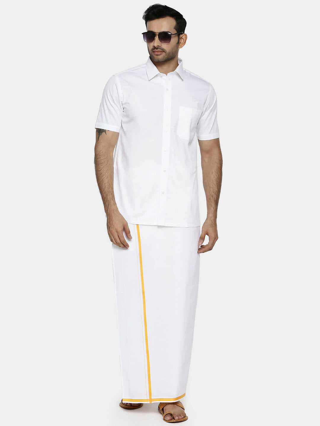 Ramraj Cotton Mens Half Sleeve Formal 100 % Cotton White Shirt